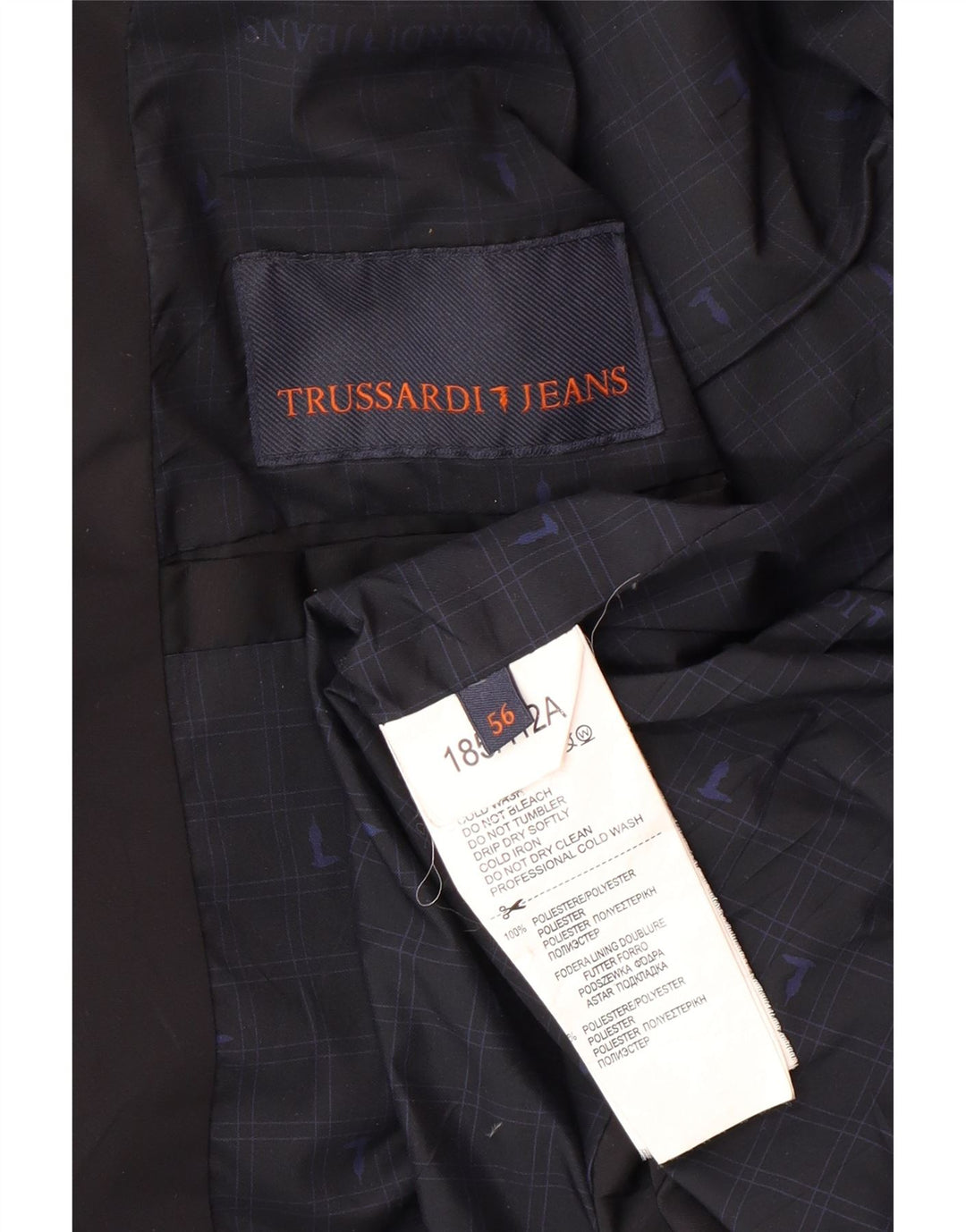 TRUSSARDI JEANS Herren Wattierte Jacke IT 56 3XL Schwarz Polyester