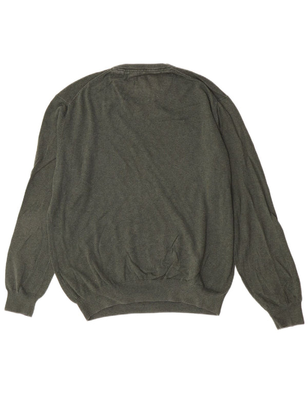 Vintage Herren Regular Fit V-Ausschnitt Pullover Pullover XL Grüne Baumwolle