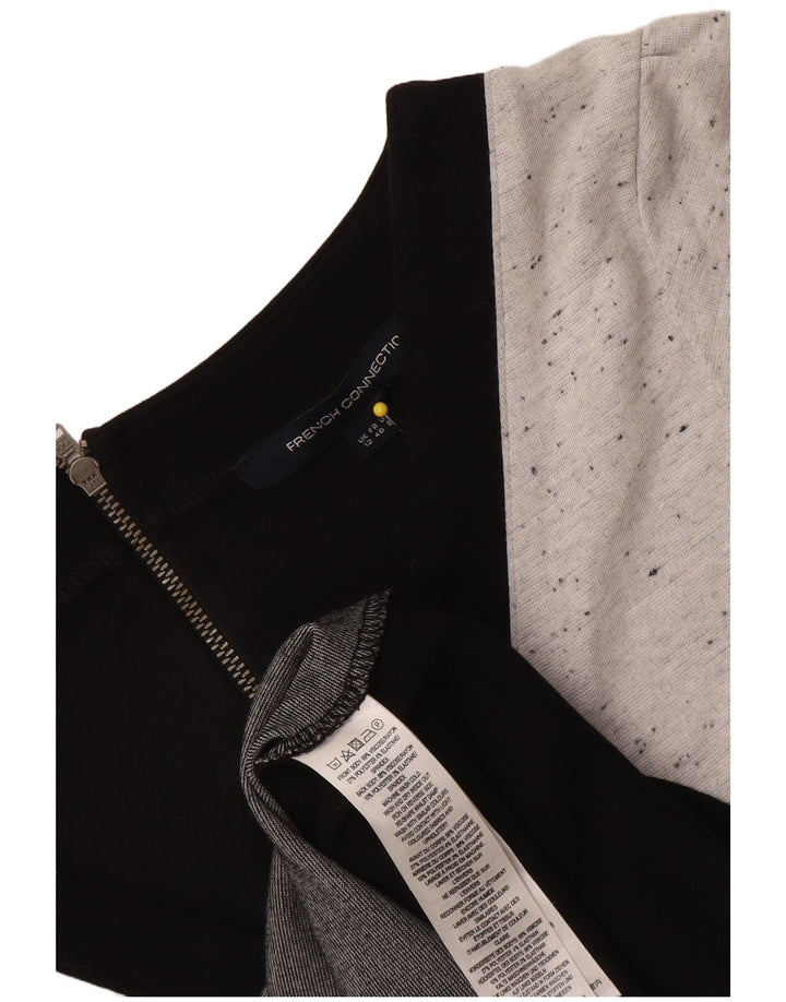 French Connection Damen Etuikleid UK 12 Mittelgraue Colourblock-Viskose