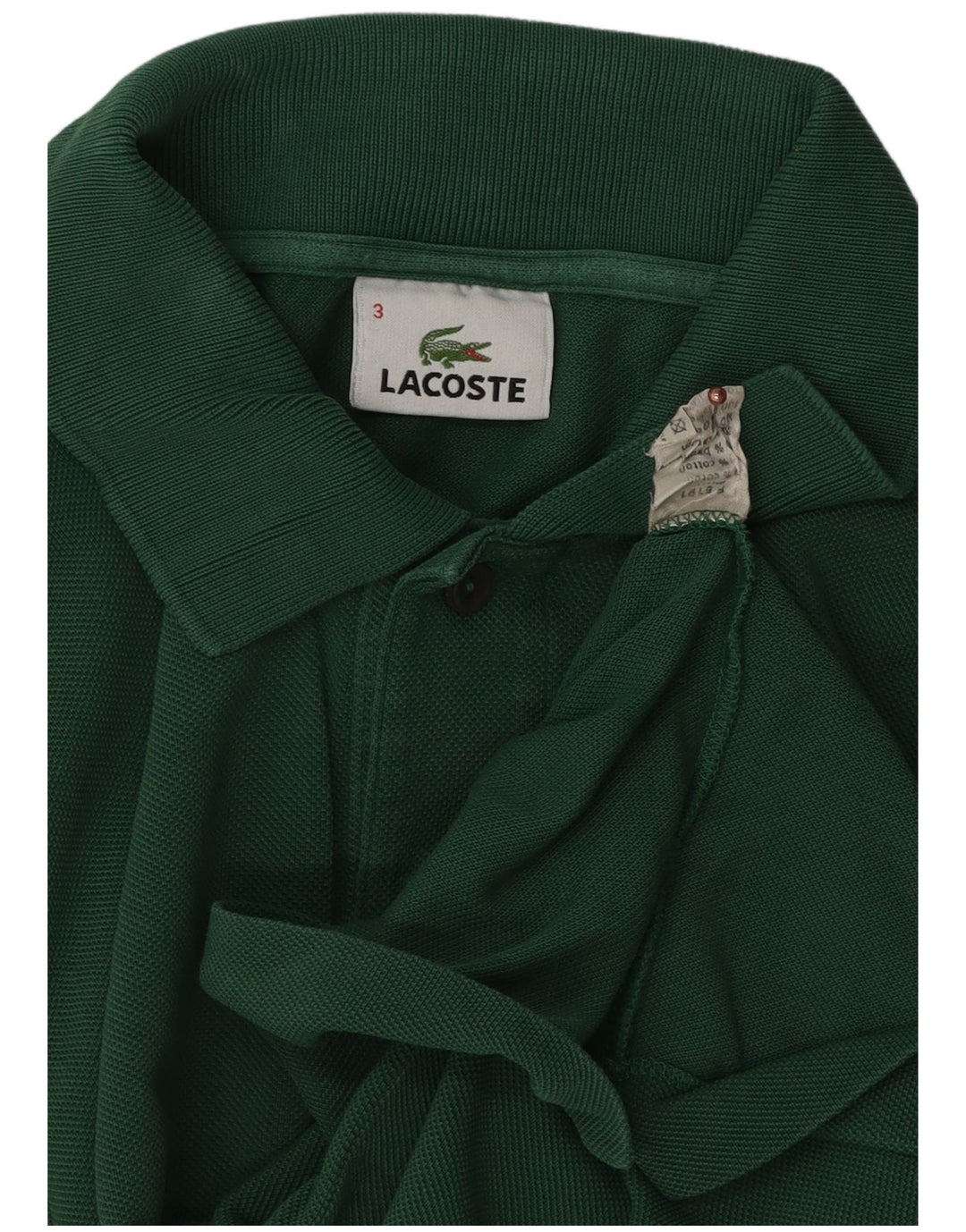 Lacoste Herren-Poloshirt, Größe 3, klein, grüne Baumwolle