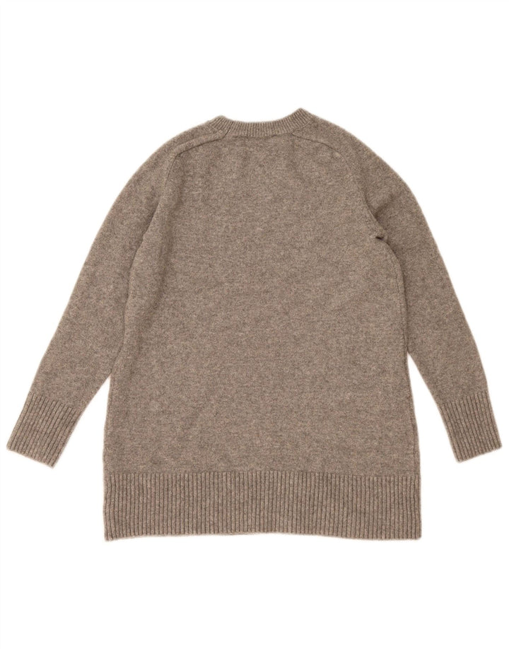 Zara Damen-Pullover mit U-Boot-Ausschnitt, UK 12, mittelgrau geflecktes Polyester