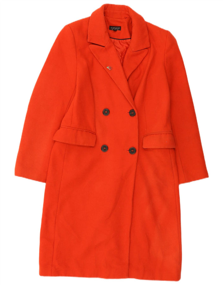 Topshop Damen Zweireihiger Mantel UK 10 Small Orange Wolle