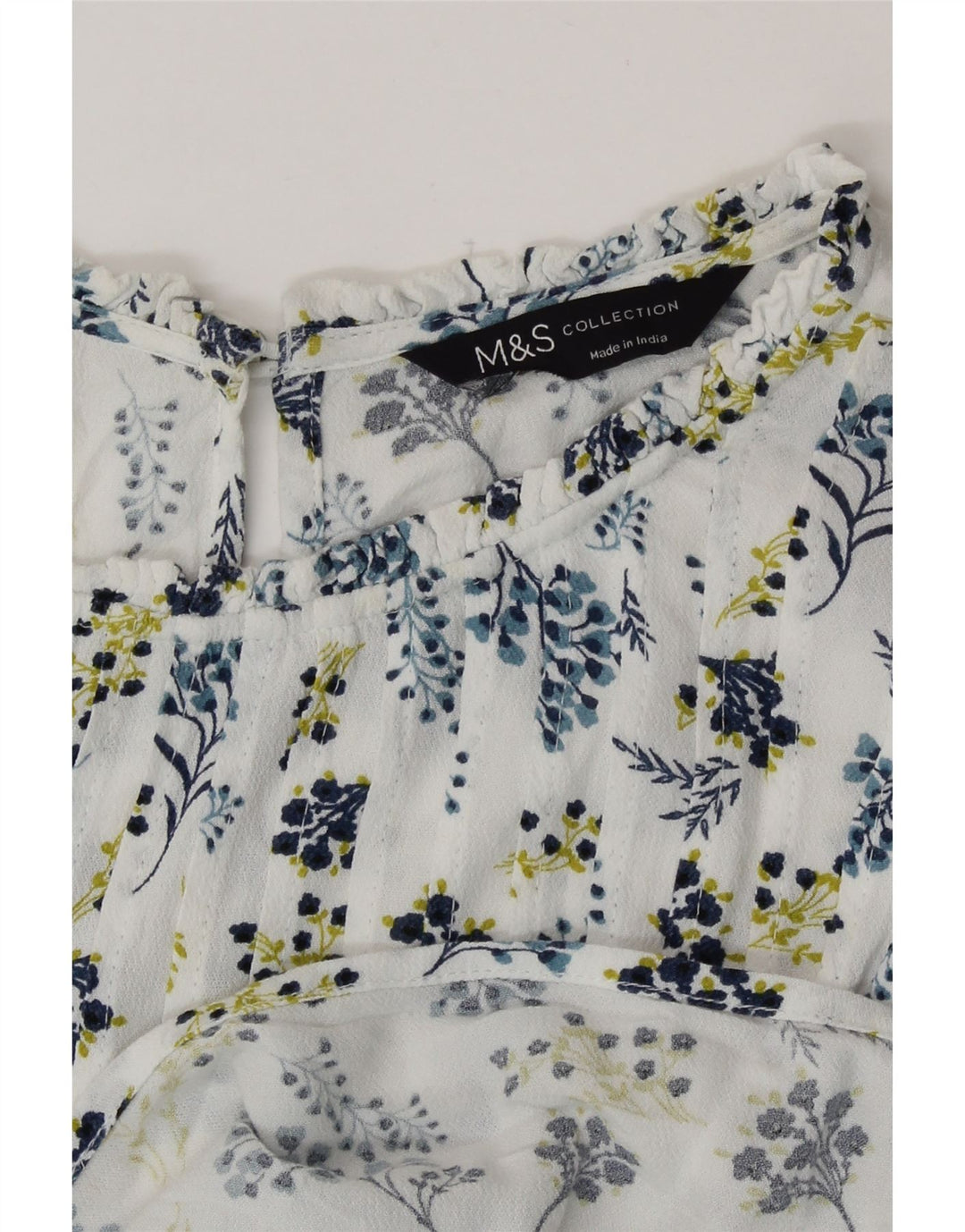 Marks & Spencer Damen-Blusenoberteil mit langen Ärmeln, UK-Größe 44, Größe L, weiß, geblümt