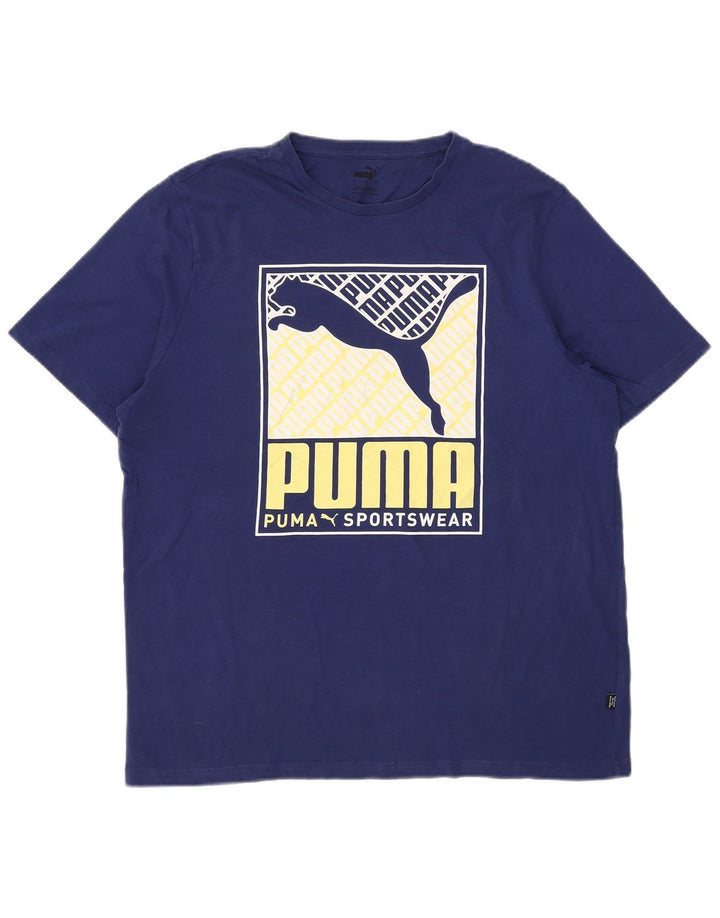 Puma Herren T-Shirt mit Grafik, Größe L, Blau
