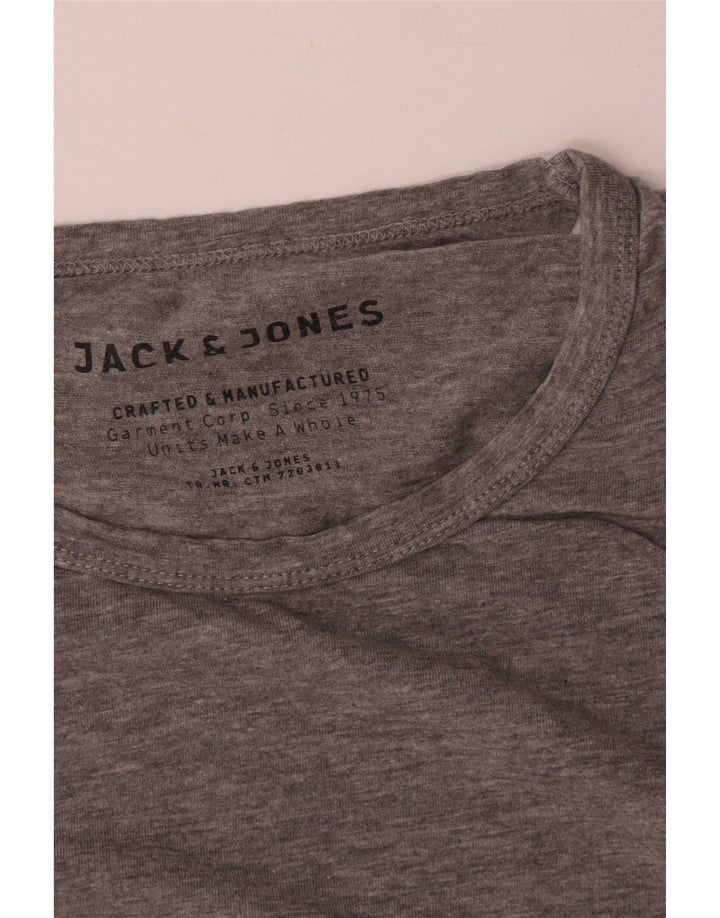 Jack & Jones Herren-Oberteil, langärmelig, groß, graue Baumwolle