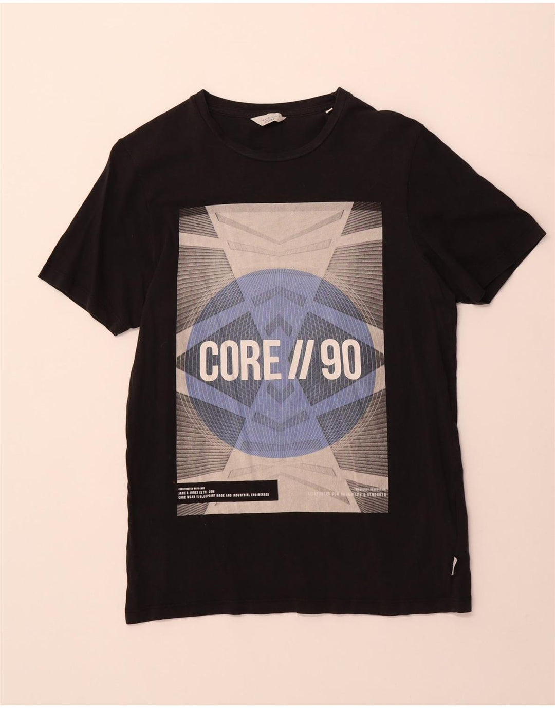 Jack & Jones Herren-T-Shirt mit Grafik, Größe S, schwarze Baumwolle