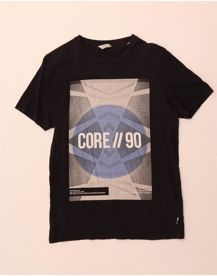 Jack & Jones Herren-T-Shirt mit Grafik, Größe S, schwarze Baumwolle