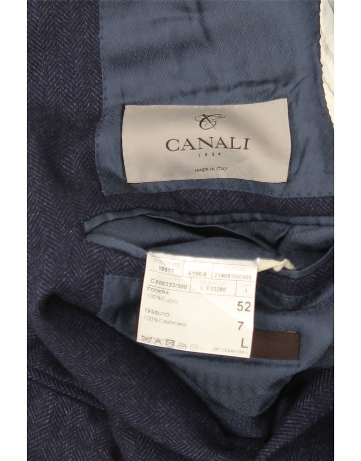 CANALI Herren-Blazer mit 2 Knöpfen, IT 52 XL, Marineblau, Fischgrätenmuster, Kaschmir