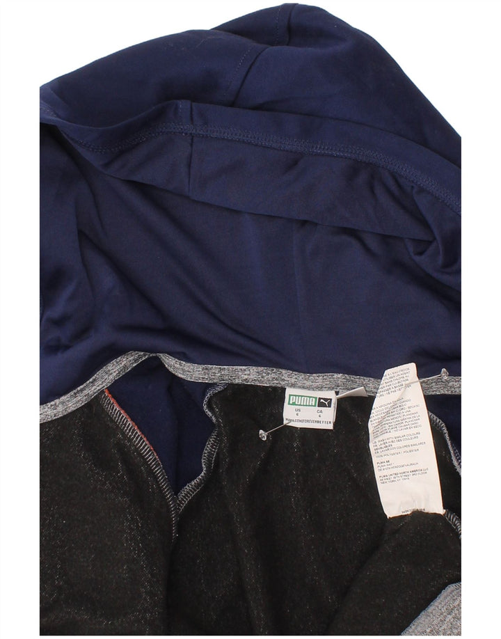 PUMA Jungen-Kapuzenpullover mit grafischem Reißverschluss, 5–6 Jahre, graues Farbblock-Polyester