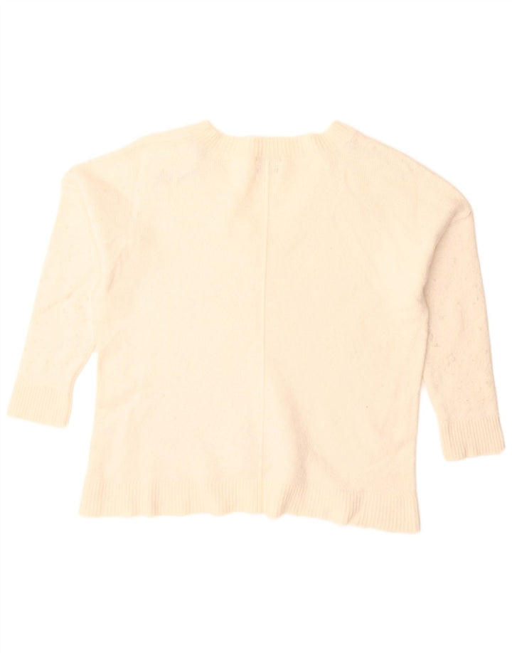 Massimo Dutti Damen-Pullover, übergroß, V-Ausschnitt, Gr. 10, Größe S, gebrochenes Weiß