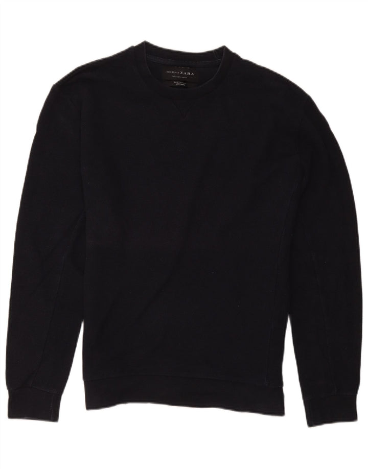 Zara Herren-Sweatshirt, Pullover, groß, marineblau, Baumwolle