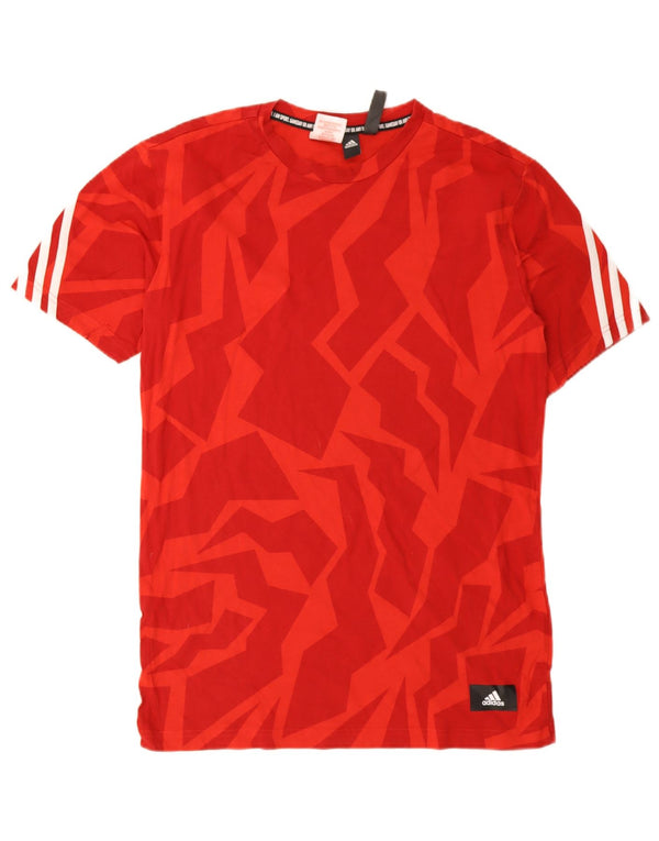 Adidas T-Shirt für Jungen, 15–16 Jahre, rote geometrische Baumwolle