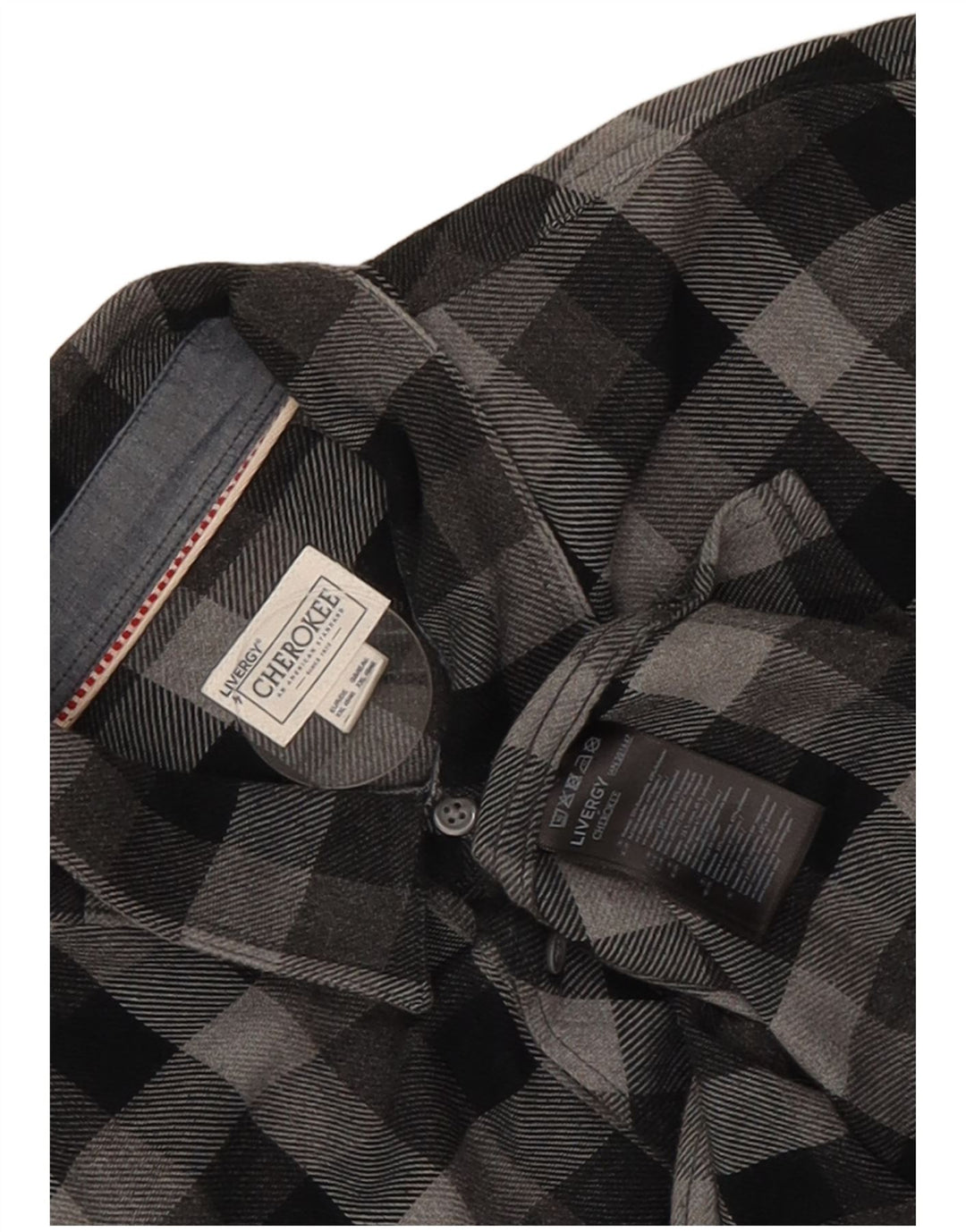 Cherokee Herren-Flanellhemd 2XL, grau karierte Baumwolle