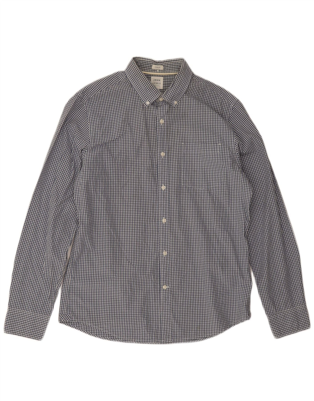 John Lewis Slim-Fit-Hemd für Herren, groß, marineblau, Gingham-Baumwolle