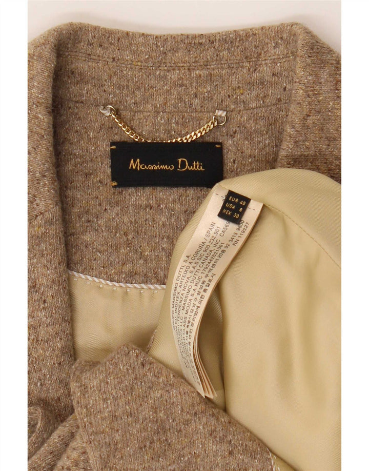 Massimo Dutti Damen-Strickjacke mit 2 Knöpfen, EU 40, Mittelbeige meliert