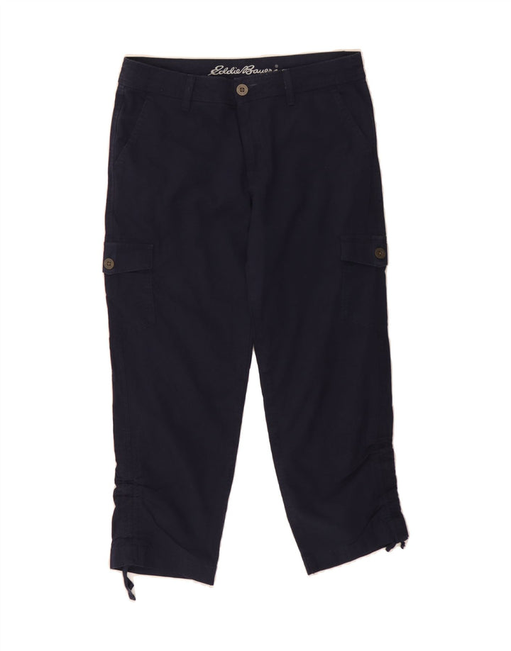 EDDIE BAUER Womens Straight Cropped Trousers US 6 Medium W30 L24 Navy Blue Vintage Eddie Bauer and Second-Hand Eddie Bauer from Messina Hembry 