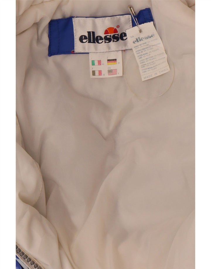 Ellesse Damen-Overall mit Kapuze, übergroßer Ski-Overall, Größe 40, klein, weiß, geblümt