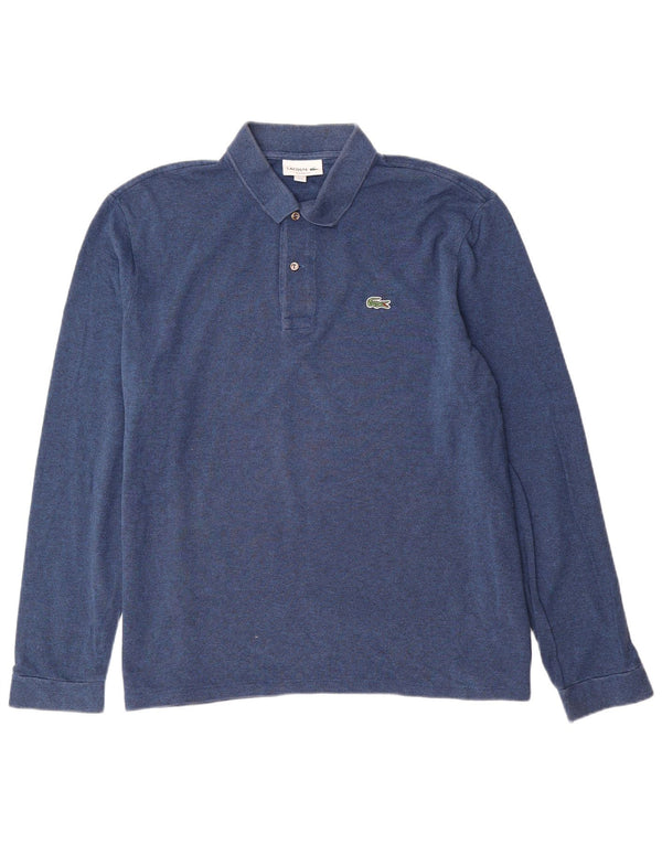 LACOSTE Herren-Poloshirt mit klassischer Passform, langärmelig, Größe 7 2XL, blaue Baumwolle