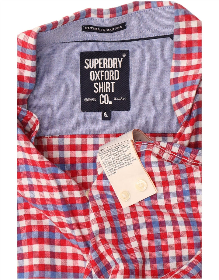 Superdry Herren-Kurzarmhemd 2XL aus roter Gingham-Baumwolle