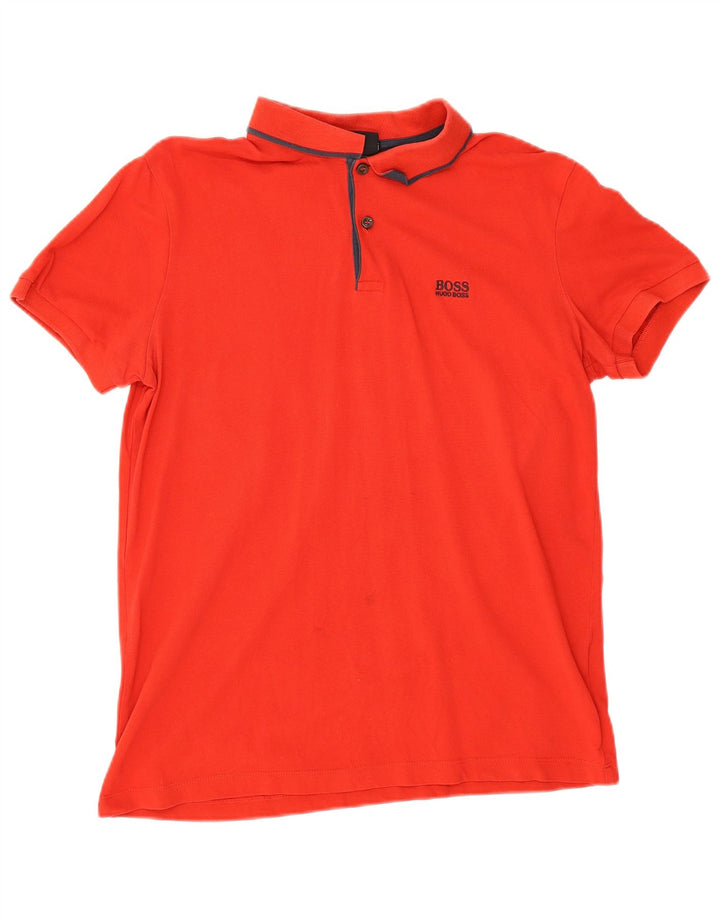 Hugo Boss Herren-Poloshirt mit normaler Passform, mittelrote Baumwolle