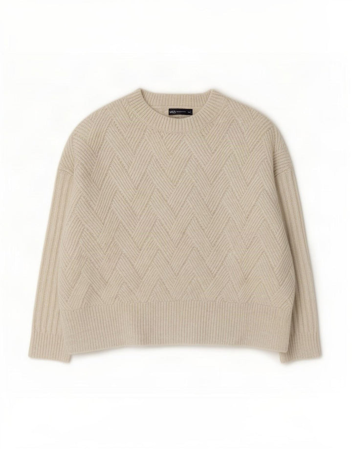 Marks & Spencer Damen-Pullover, übergroß, Rundhalsausschnitt, Gr. 40, Größe L, Weiß