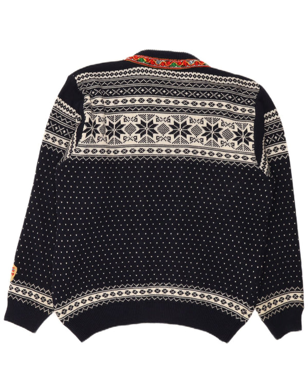 Vintage Damen Cardigan Pullover UK 20 2XL Marineblau Fair Isle
