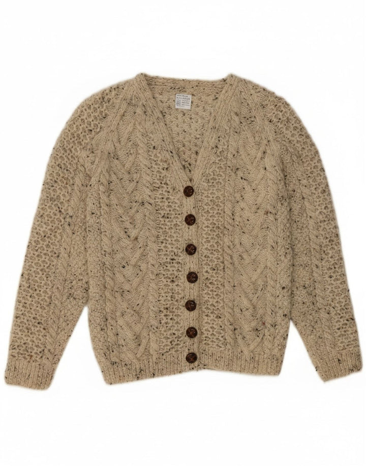 Vintage Damen Cardigan Pullover UK 12 Mittelgrau gefleckte Wolle