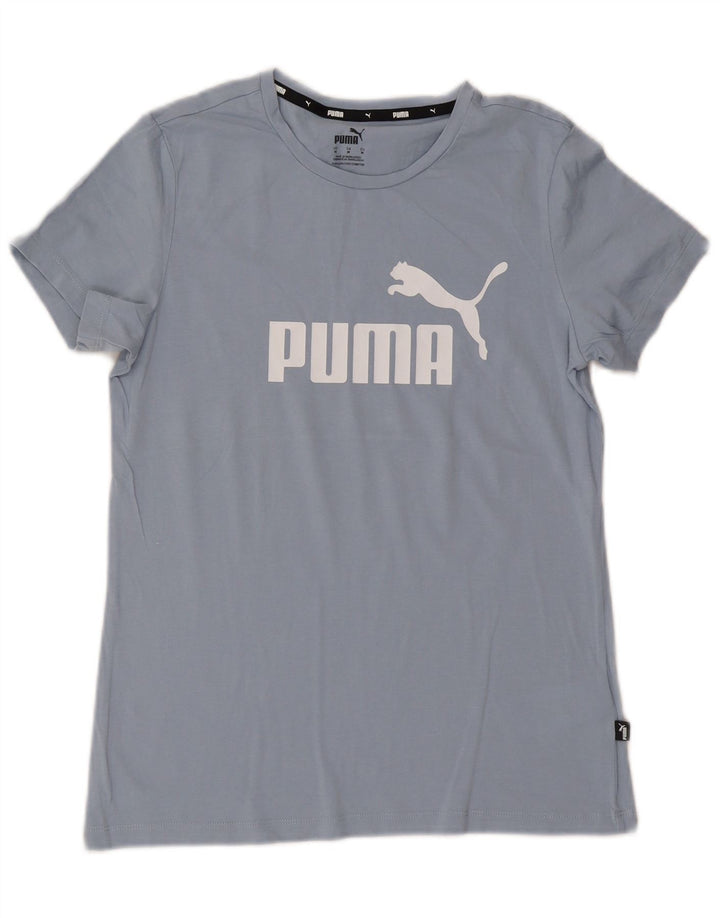 Puma Damen Graphic T-Shirt Top UK 12 Mittelblaue Baumwolle