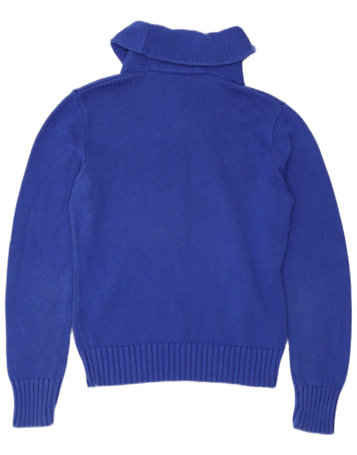 RALPH LAUREN Damen-Pullover mit Schalkragen, UK 14, Größe L, Marineblau, Baumwolle