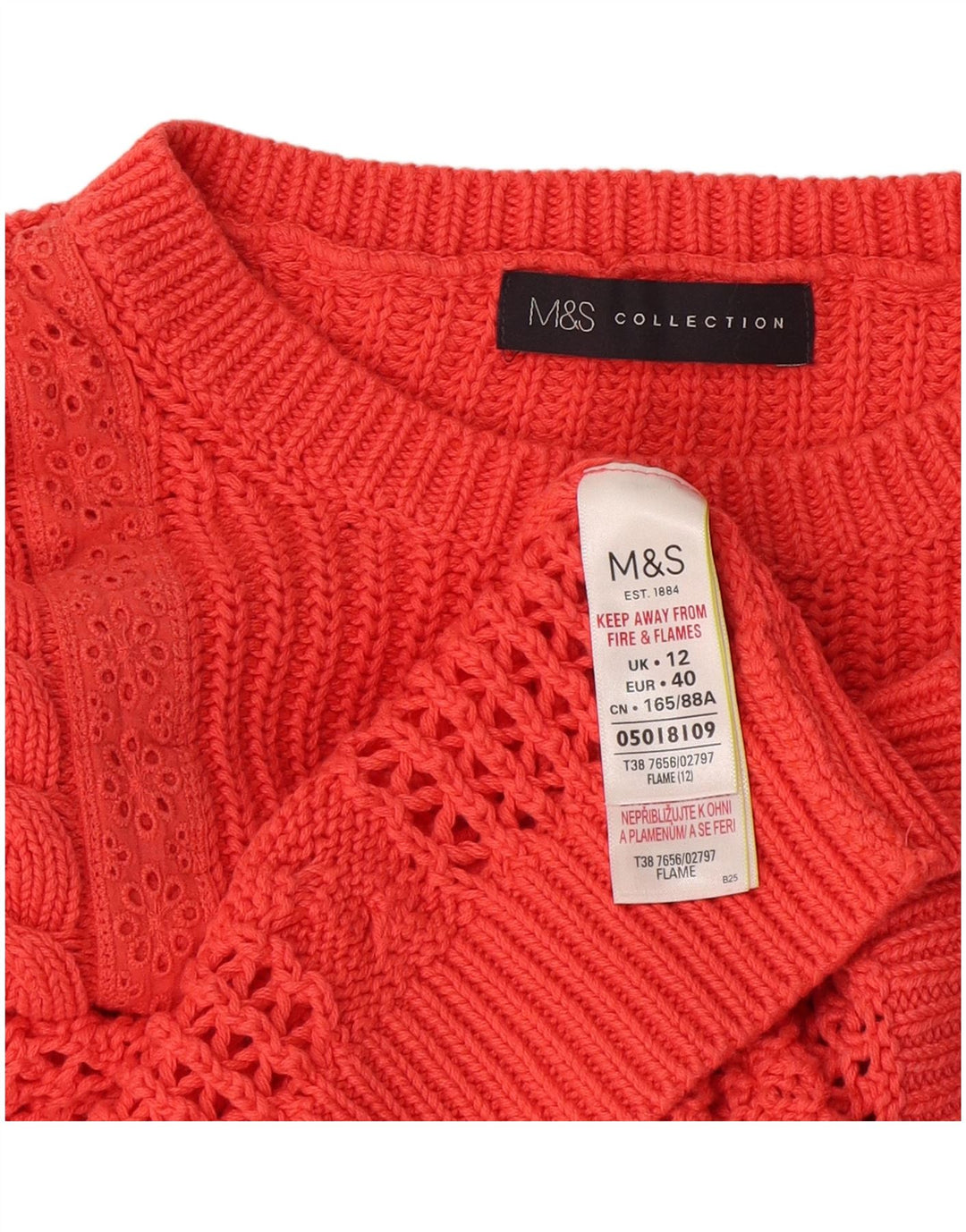 Marks & Spencer Damen-Pullover mit Rundhalsausschnitt, Gr. 12, mittelorange