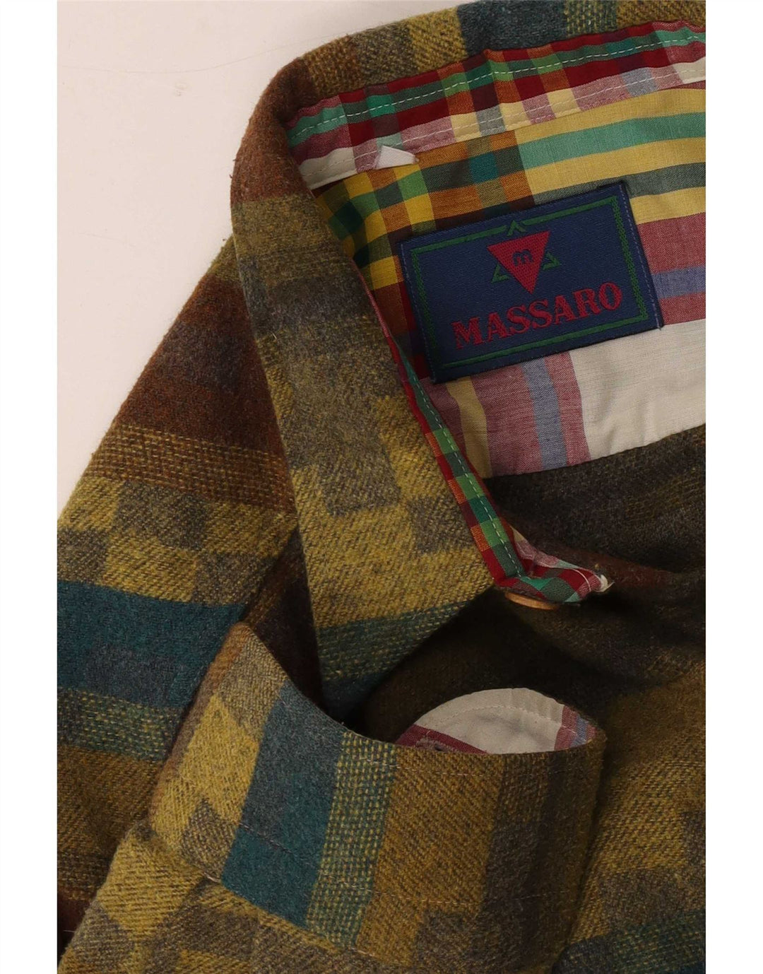 Massaro Herren-Flanellhemd, groß, Khaki, gestreift