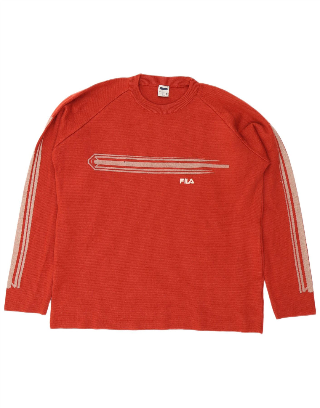 Fila Herren-Pullover mit Rundhalsausschnitt, XL, rote Wolle im Farbblockdesign