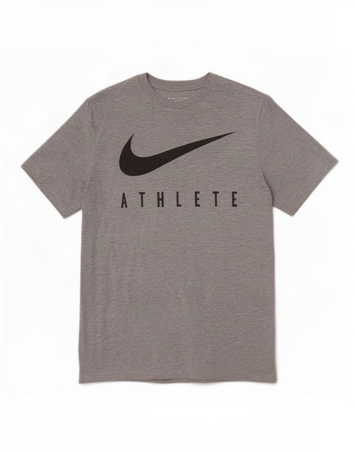Nike Herren Dri Fit Grafik-T-Shirt-Oberteil aus mittelgrau meliertem Polyester