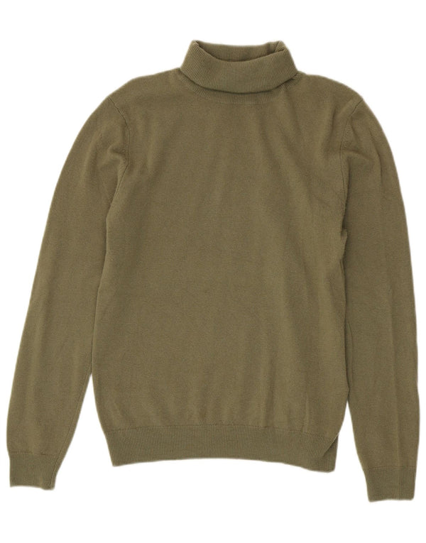 Benetton Damen Rollkragenpullover Pullover UK 12 Mittelgrüne Merinowolle