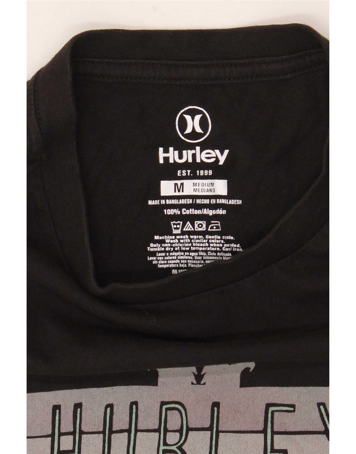 Hurley Herren Grafik-T-Shirt-Oberteil aus mittelschwarzer Baumwolle