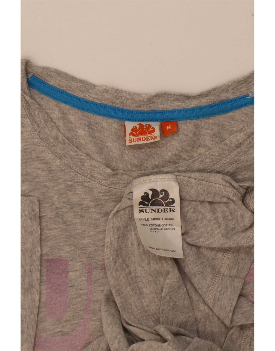 Sundek Womens Graphic T-Shirt Top UK 14 Mittelgrau meliert