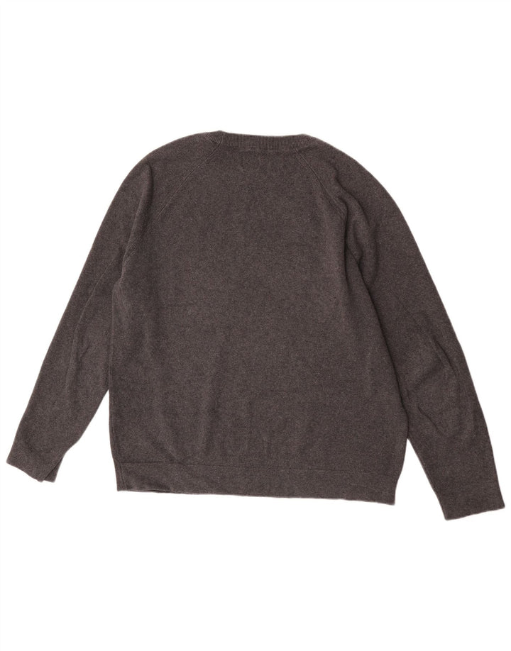 Zara Herren-Pullover mit Rundhalsausschnitt, groß, grau gefleckte Baumwolle