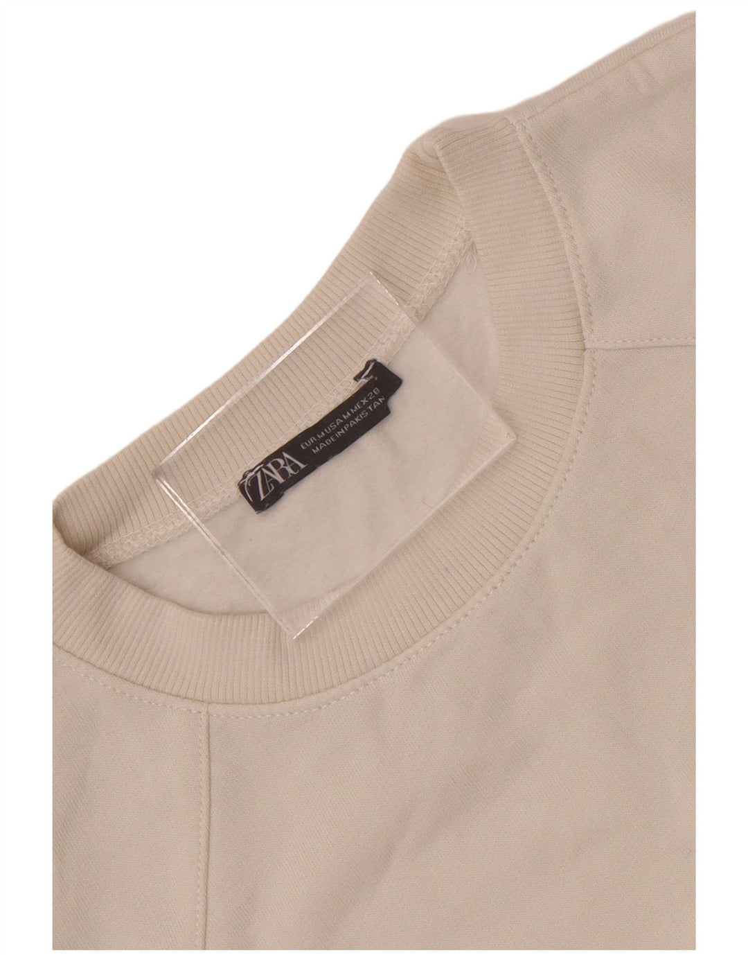 Zara Damen-Pullover, übergroß, kurz geschnitten, 3/4-Ärmel, Sweatshirt, Gr. 14, Mittelweiß