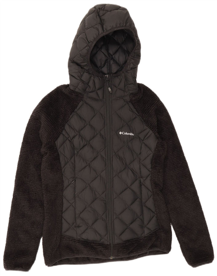 Columbia Damen-Fleecejacke mit Kapuze, gesteppt, UK 10, Größe S, Schwarz, Polyester