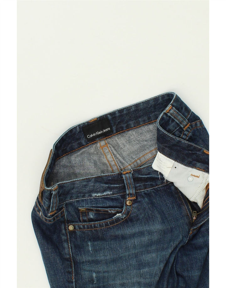 CALVIN KLEIN Womens Distressed Straight Jeans W28 L28 Blue Cotton Vintage Calvin Klein and Second-Hand Calvin Klein from Messina Hembry 