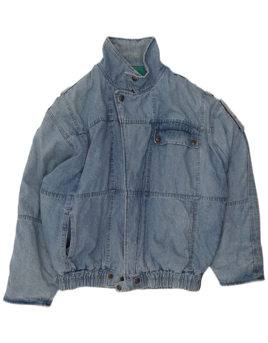 HEIN GERICKE Herren-Jeansjacke, lockere Passform, Militär-Jeansjacke, UK 38, mittelblaue Baumwolle