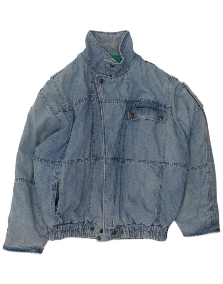 HEIN GERICKE Herren-Jeansjacke, lockere Passform, Militär-Jeansjacke, UK 38, mittelblaue Baumwolle