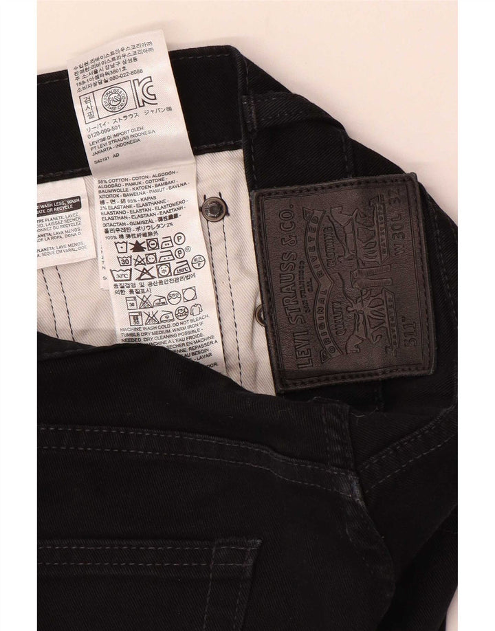 Levi's Herren Slim Jeans W30 L32 Schwarze Baumwolle