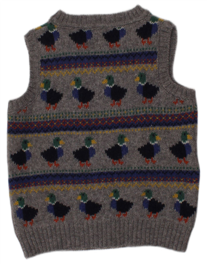JOJO MAMAN BEBE Jungen-Tanktop, 2–3 Jahre, graue Fair-Isle-Lammwolle