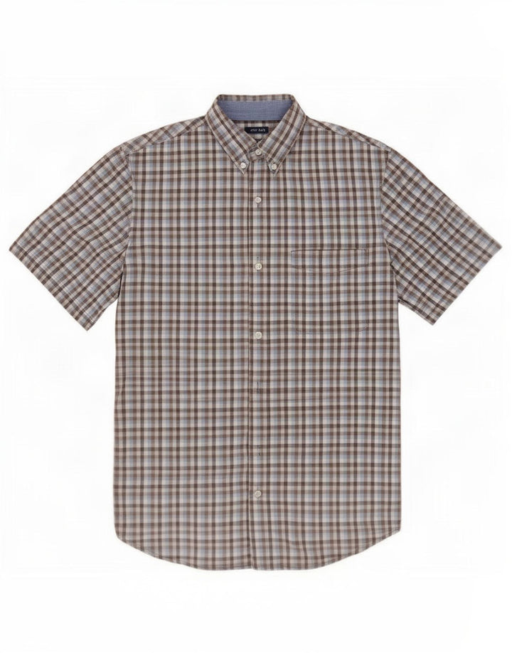 Chaps Herren-Hemd, pflegeleicht, kurzärmelig, groß, mehrfarbig, Gingham-Baumwolle