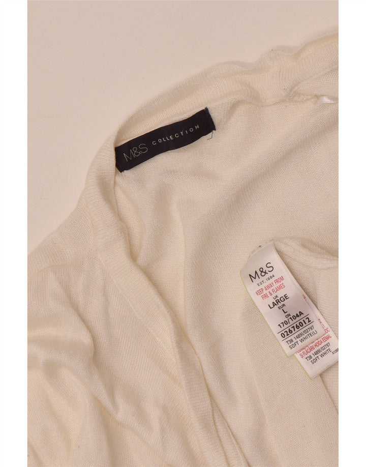 Marks & Spencer Offener Damen-Cardigan-Pullover UK 14 Large Weiße Viskose