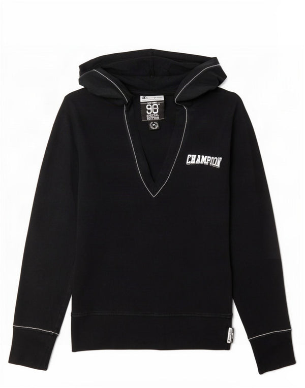 Champion Womens Special Edition Graphic Hoodie Pullover UK 12 Medium Schwarz