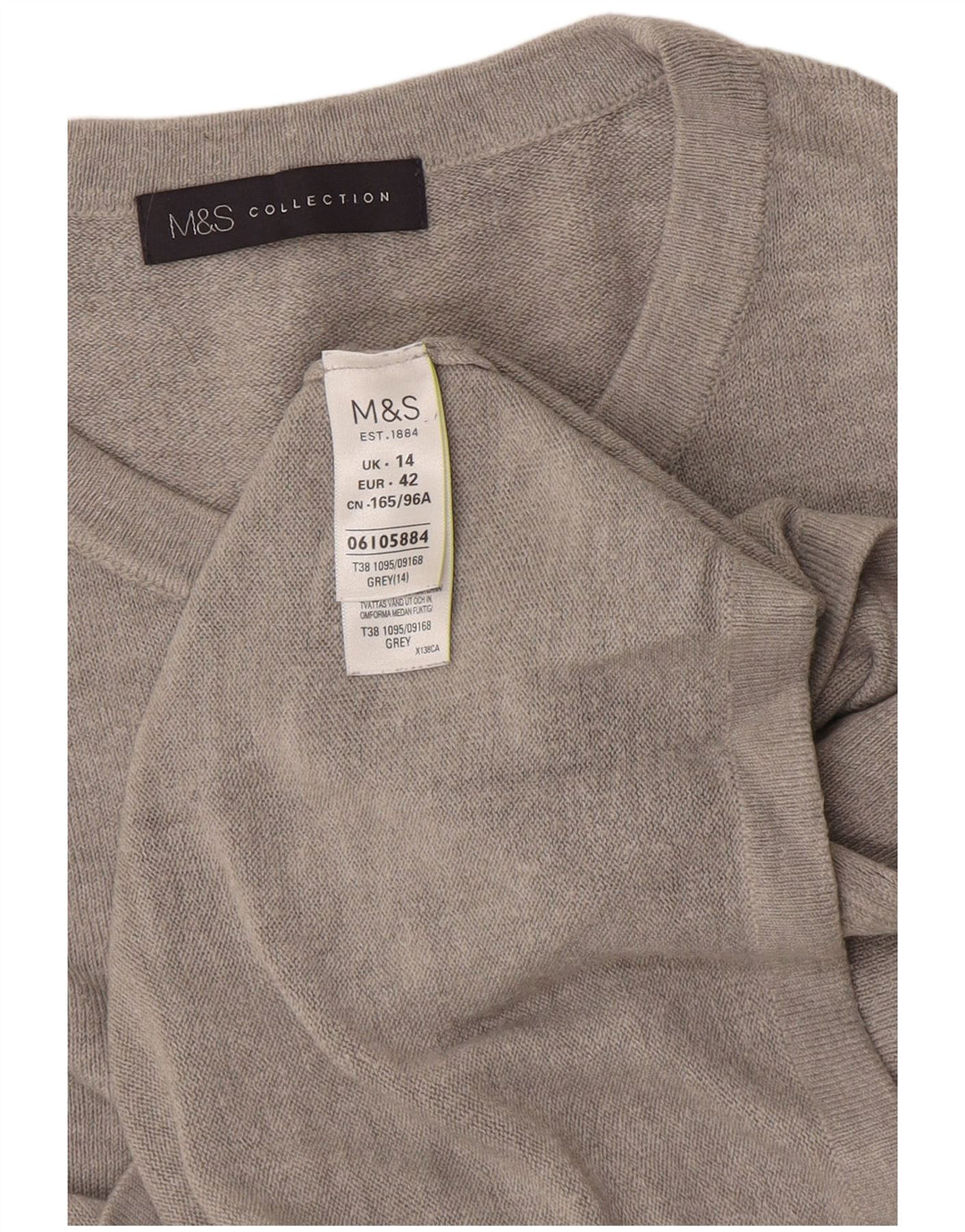 Marks & Spencer Damen-Pullover mit Rundhalsausschnitt, UK 14, mittelgraues Acryl
