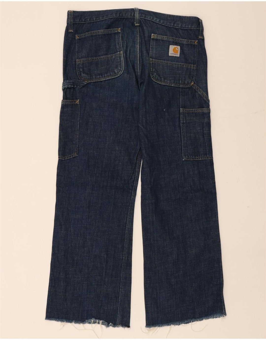 CARHARTT Damen Cargo Straight Jeans W34 L28 Marineblaue Baumwolle