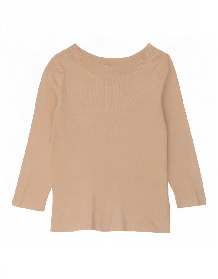 Oasis Damen Crop Top 3/4 Ärmel UK 12 Mittelbeige Viskose